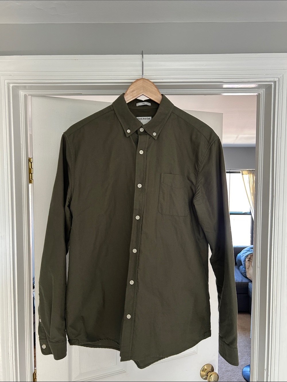 Frank & Oak Olive Green Button-Down Shirt